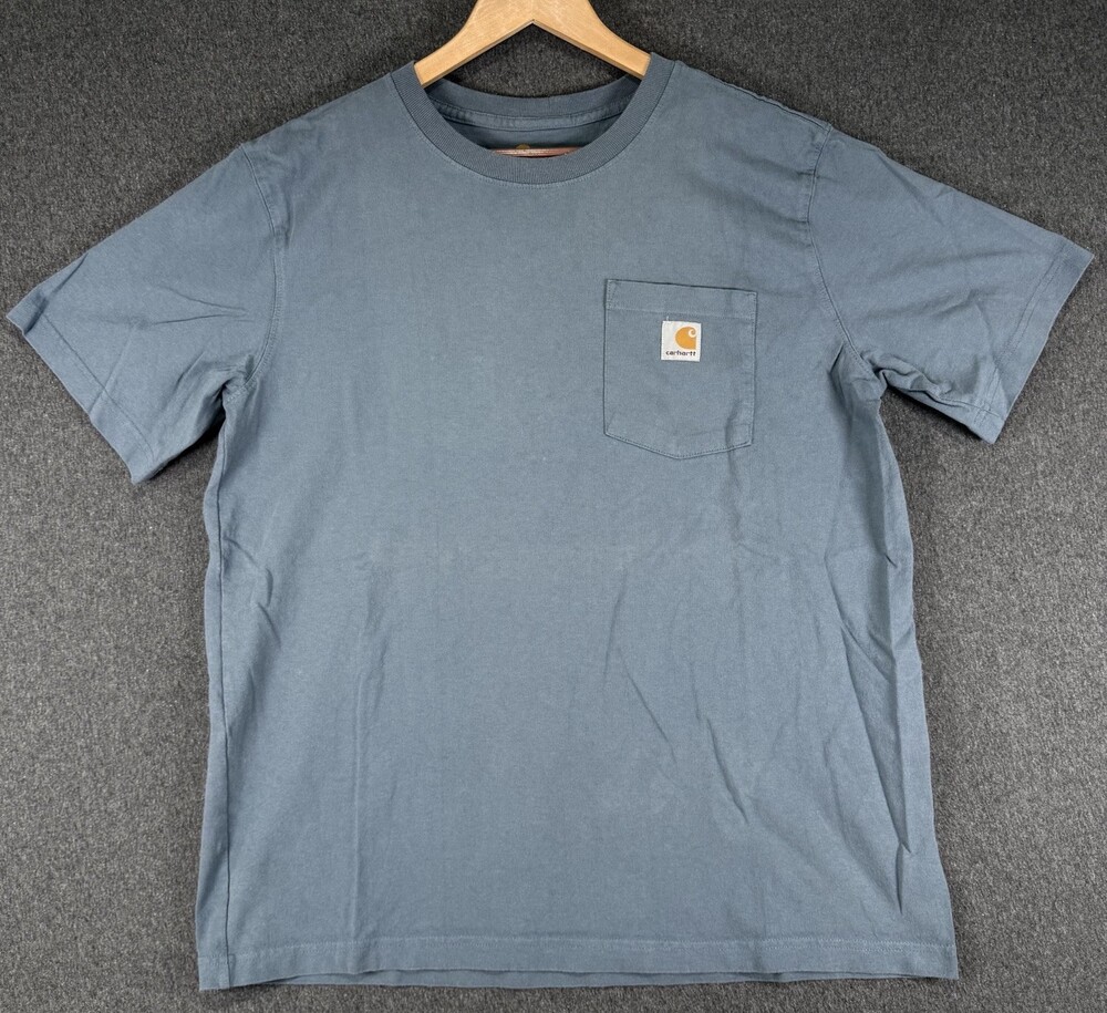 Carhartt Relaxed Fit Pocket T-Shirt Mens Blue Short Sleeve Crew Neck Logo
